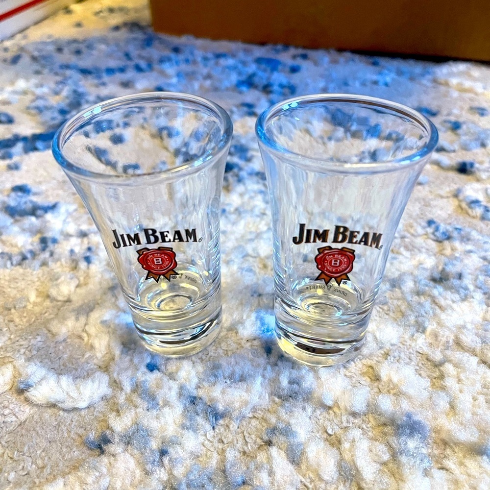 **BUNDLE 2 SETS for $10**  Set of 2 Jim Beam Shot Glasses- 3.5 inch tall